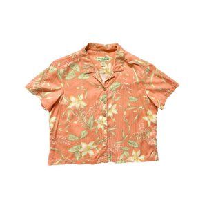 Pink Havana Jack's Cafe Floral/Leaf Shirt With Wooden Buttons
